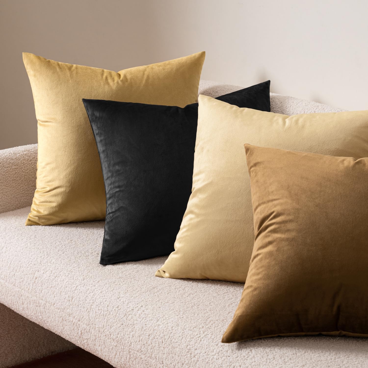 MIULEE Velvet Throw Pillow Covers 18x18 Inch Pack of 2 Black