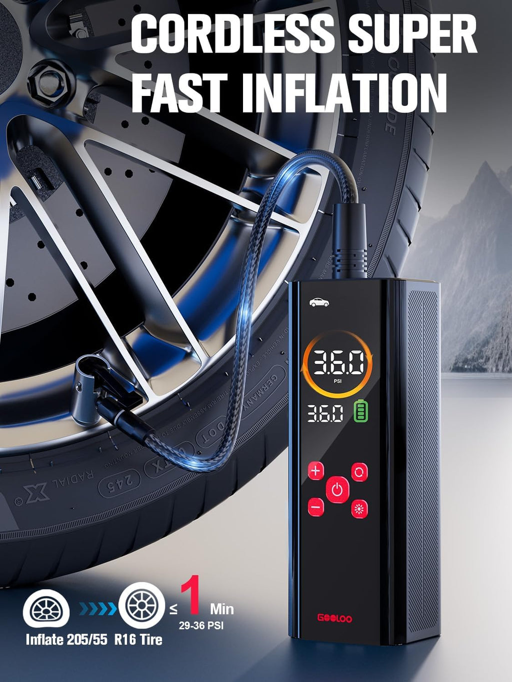 GOOLOO AP150 PRO Tire Inflator Portable Air Compressor,Color LED Screen