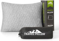 Camping Pillow Shredded Memory Foam Pillow, Compressible Travel Pillow Breathable Cover, Ideal Backpacking Airplane Hiking