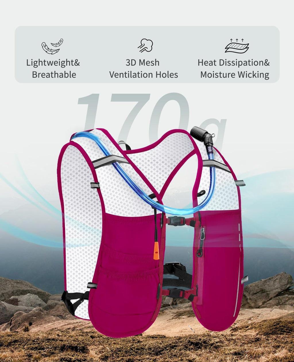 ECOHUB Lightweight Hydration Vest Water Backpack with 2L Water Bladder
