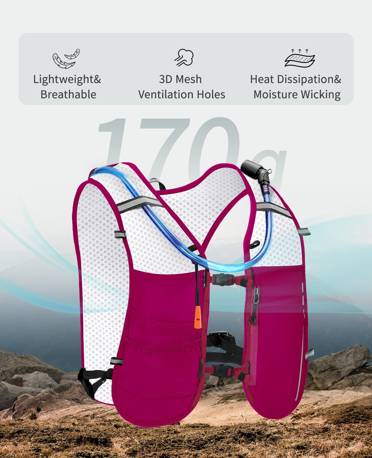 ECOHUB Lightweight Hydration Vest Water Backpack with 2L Water Bladder