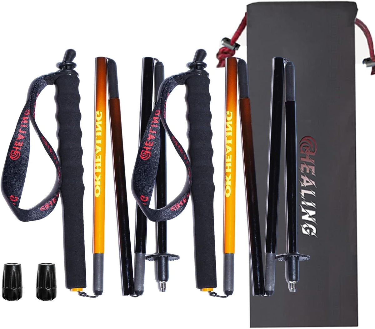2pc High Strength 5-Section Foldable Carbon Fiber Trekking Poles - 115g/125g/130g, Compact Hiking Staff for Men & Women, Ideal for Hiking, Trekking, Mountaineering & Backpacking