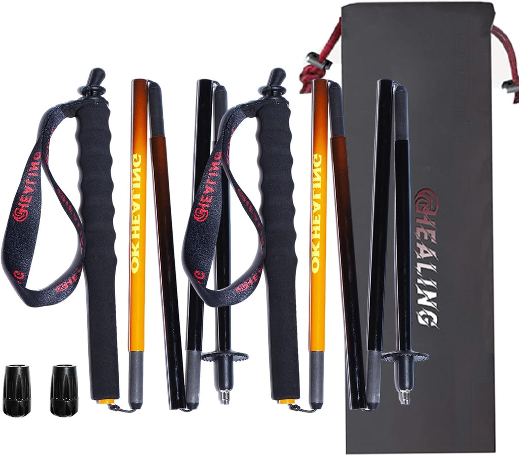 2pc High Strength 5-Section Foldable Carbon Fiber Trekking Poles - 115g/125g/130g, Compact Hiking Staff for Men & Women, Ideal for Hiking, Trekking, Mountaineering & Backpacking