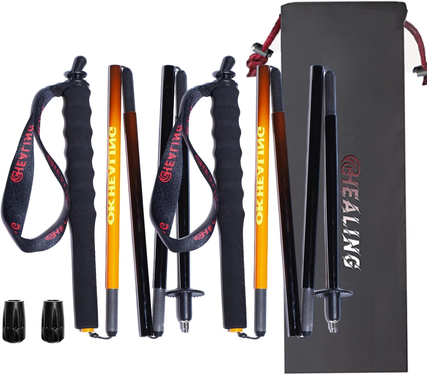 2pc High Strength 5-Section Foldable Carbon Fiber Trekking Poles - 115g/125g/130g, Compact Hiking Staff for Men & Women, Ideal for Hiking, Trekking, Mountaineering & Backpacking