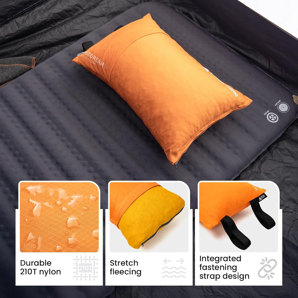 ONETIGRIS Wilddream Camping Pillow, Shredded Small Memory Foam Pillow, Compact, Easy Clean, Comfortable for Backpacking, Travel, and Car Trips, 4 Season Use