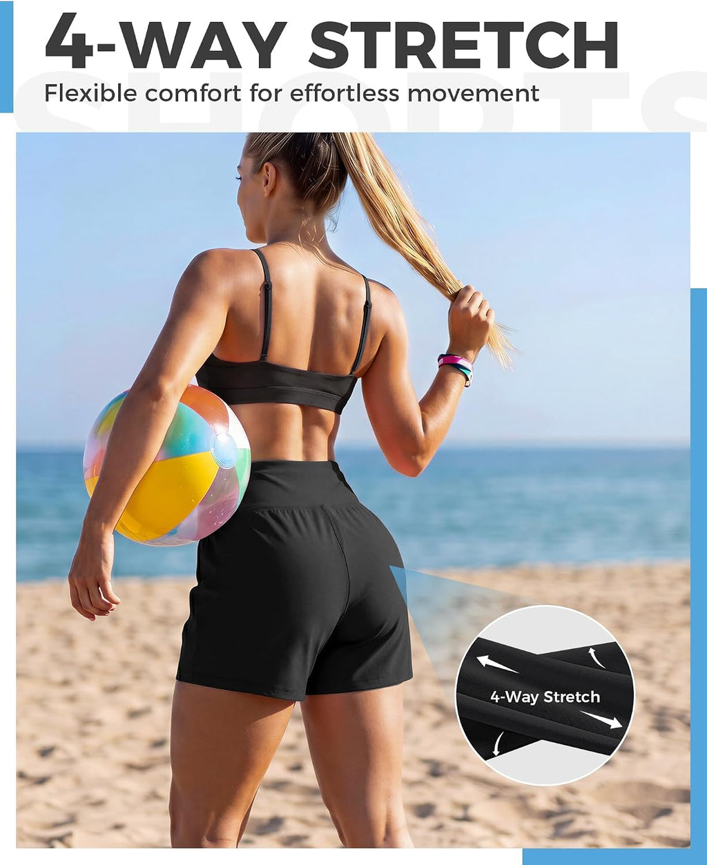 Ommiivex Women Swim Shorts 5 Inches High Waist Extremely Stretch Softness Quick Dry for Pool Beach Board Summer Vacation