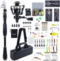 GOTURE Telescopic Fishing Rod and Reel Combos, Carbon Fiber Travel Fishing Pole, 9+1 BB Spinning Reel, Saltwater Freshwater Fishing Gear Kit with Braided Line, Lures, Carrier Bag for Bass Trout