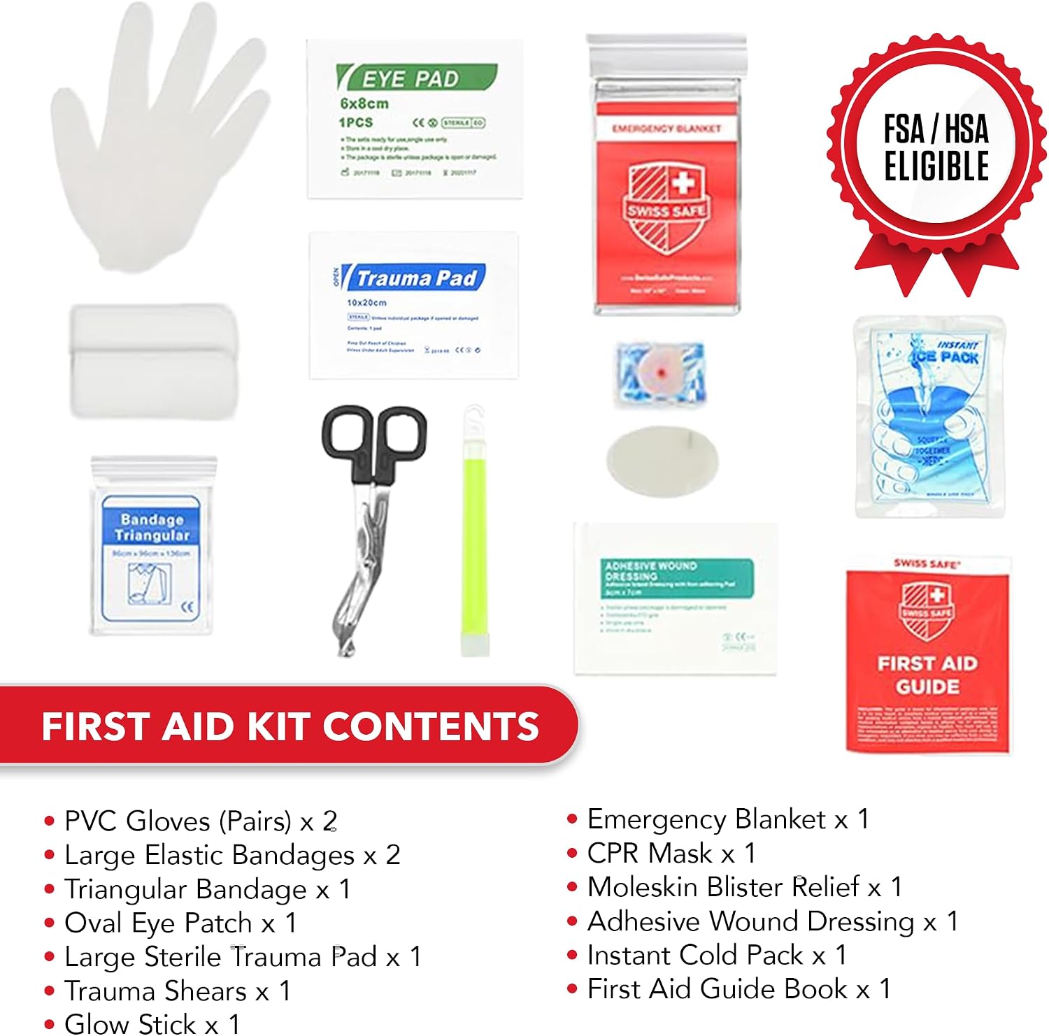 Swiss Safe 2-in-1 348 Pcs Large First Aid Kit for Camping, Travel & Car