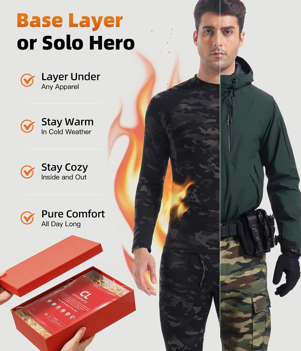 Mens Thermal Underwear Long Johns Set Cold Weather Hunting Base Layer