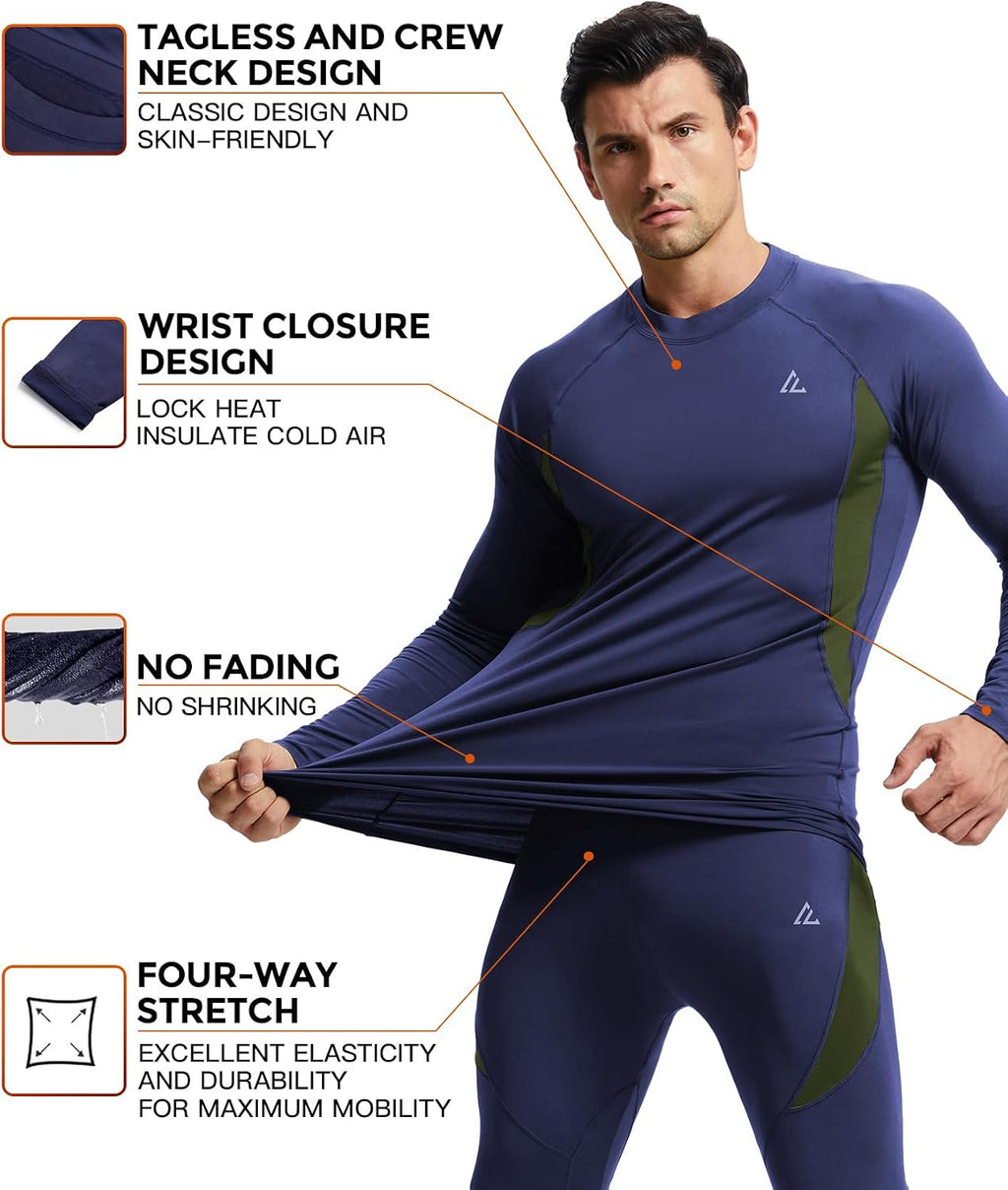 Mens Thermal Underwear Long Johns Set Cold Weather Hunting Base Layer