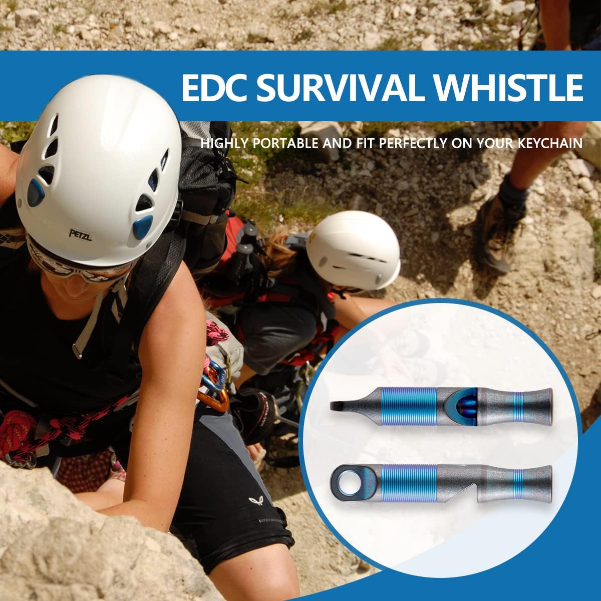 WeKnife Titanium Emergency Whistle Survival Loud, with Paracord