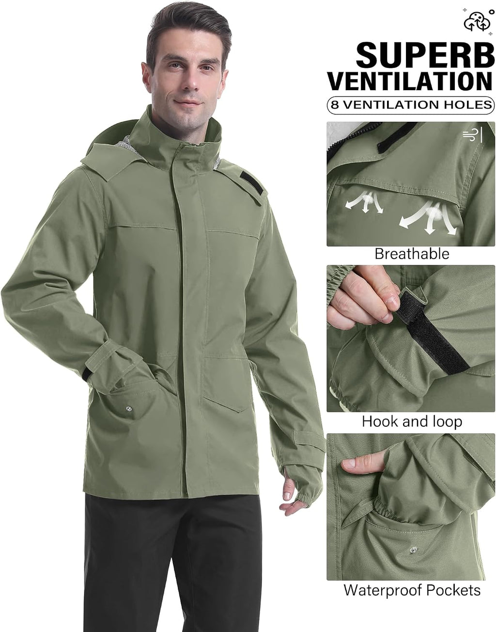 iCreek Rain Suit Waterproof Breathable Lightweight 2-Piece Rain Gear Unisex