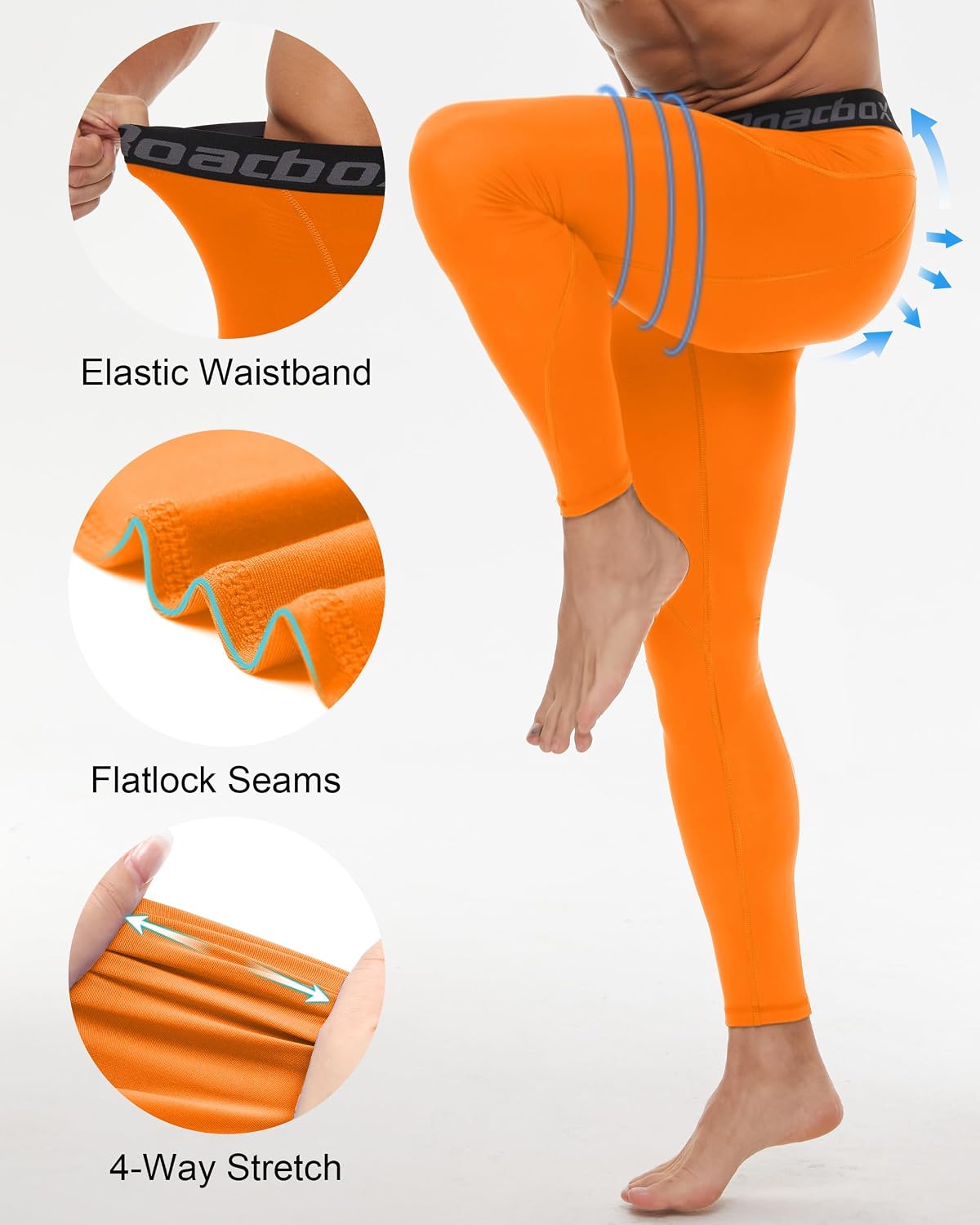 Roadbox 3 Pack Compression Pants Men, Performance Running Workout Leggings