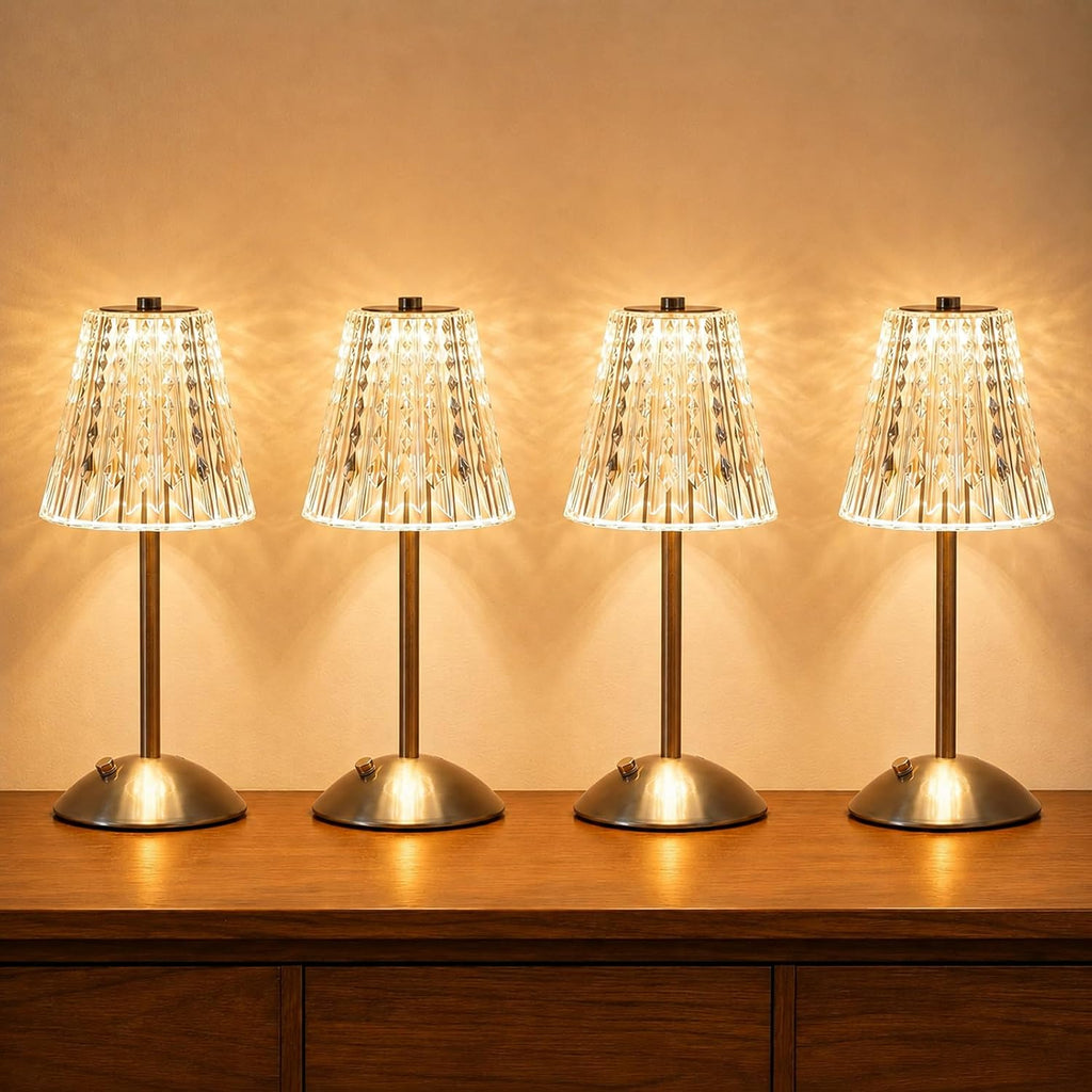 Nusogon Rechargeable Cordless Table Lamp, Touch Control Crystal Desk Lamp