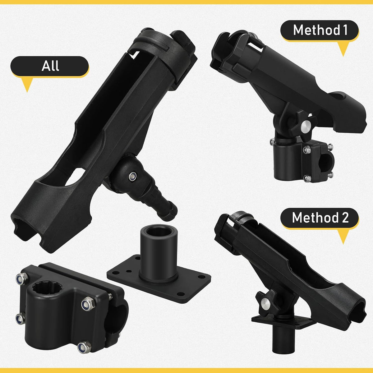 Threlaco Fishing Rod Holders for Boat Adjustable 360 Swivel
