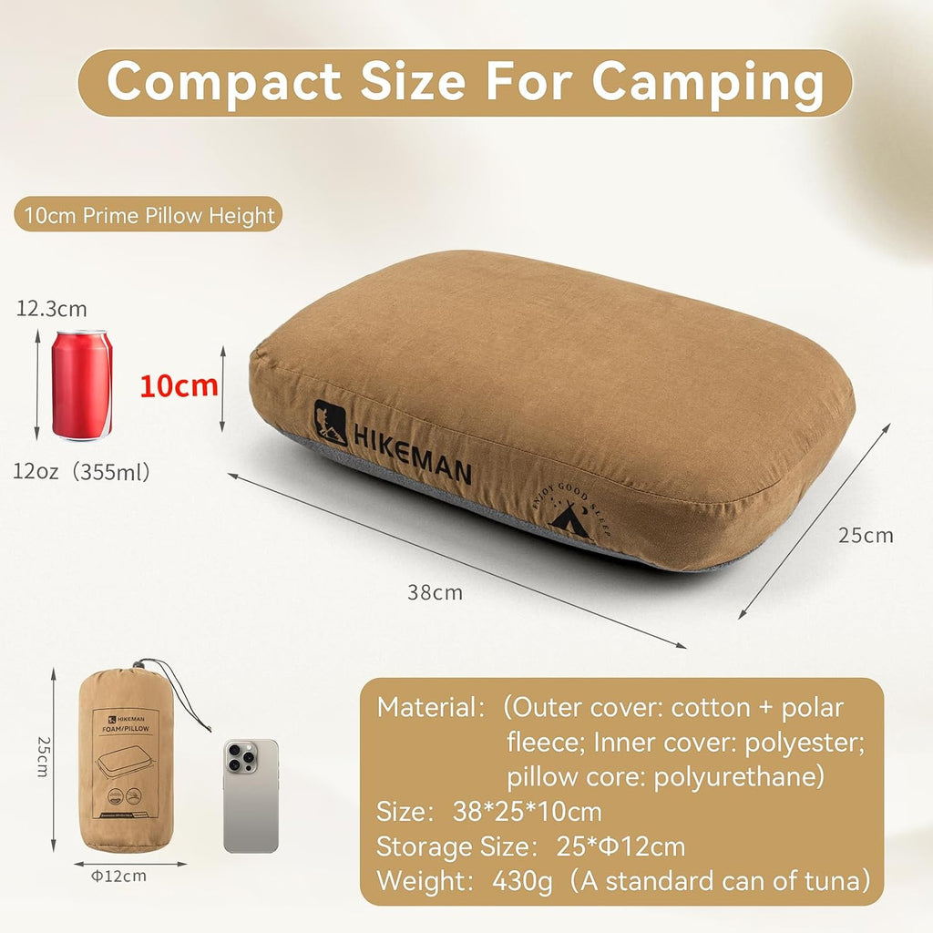 HIKEMAN Camping Memory Foam Pillow - Ultralight Travel Backpacking Ergonomic Pillow with Removable Cover,Neck Lumbar Support for Outdoor Camp,Sport,Hiking,Backpacking Sleep (Purple)