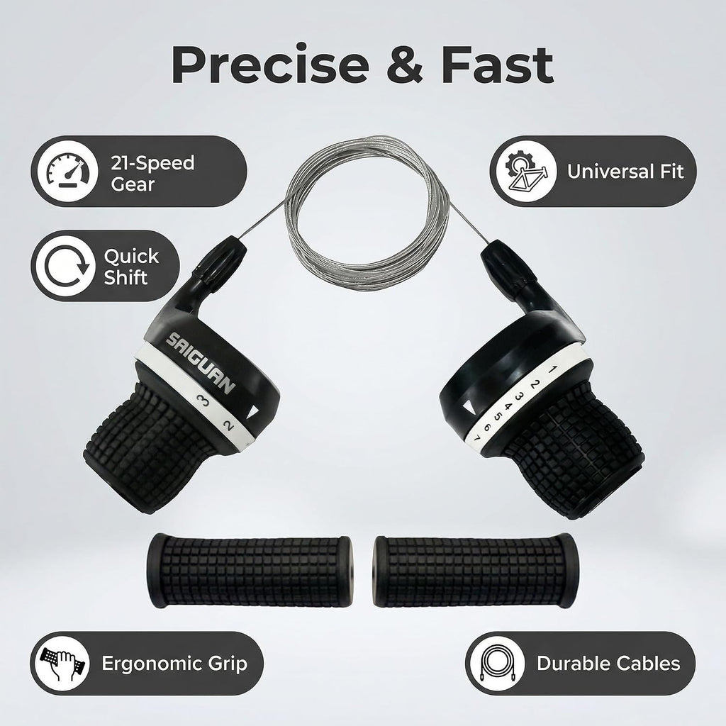 3x7 Speed Bike Shifter Set, 21 Speed Twist Grip Gear Shifters