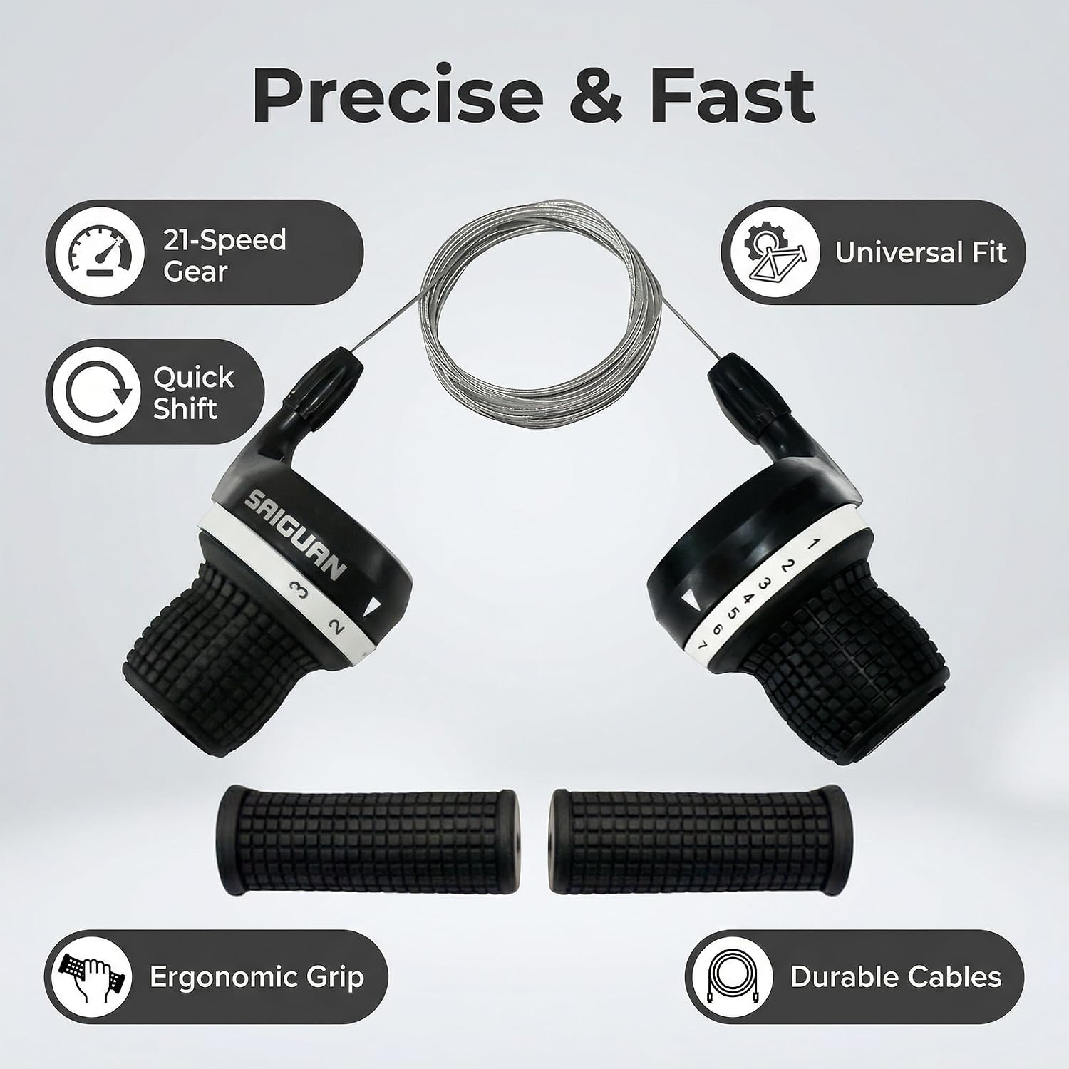 3x7 Speed Bike Shifter Set, 21 Speed Twist Grip Gear Shifters