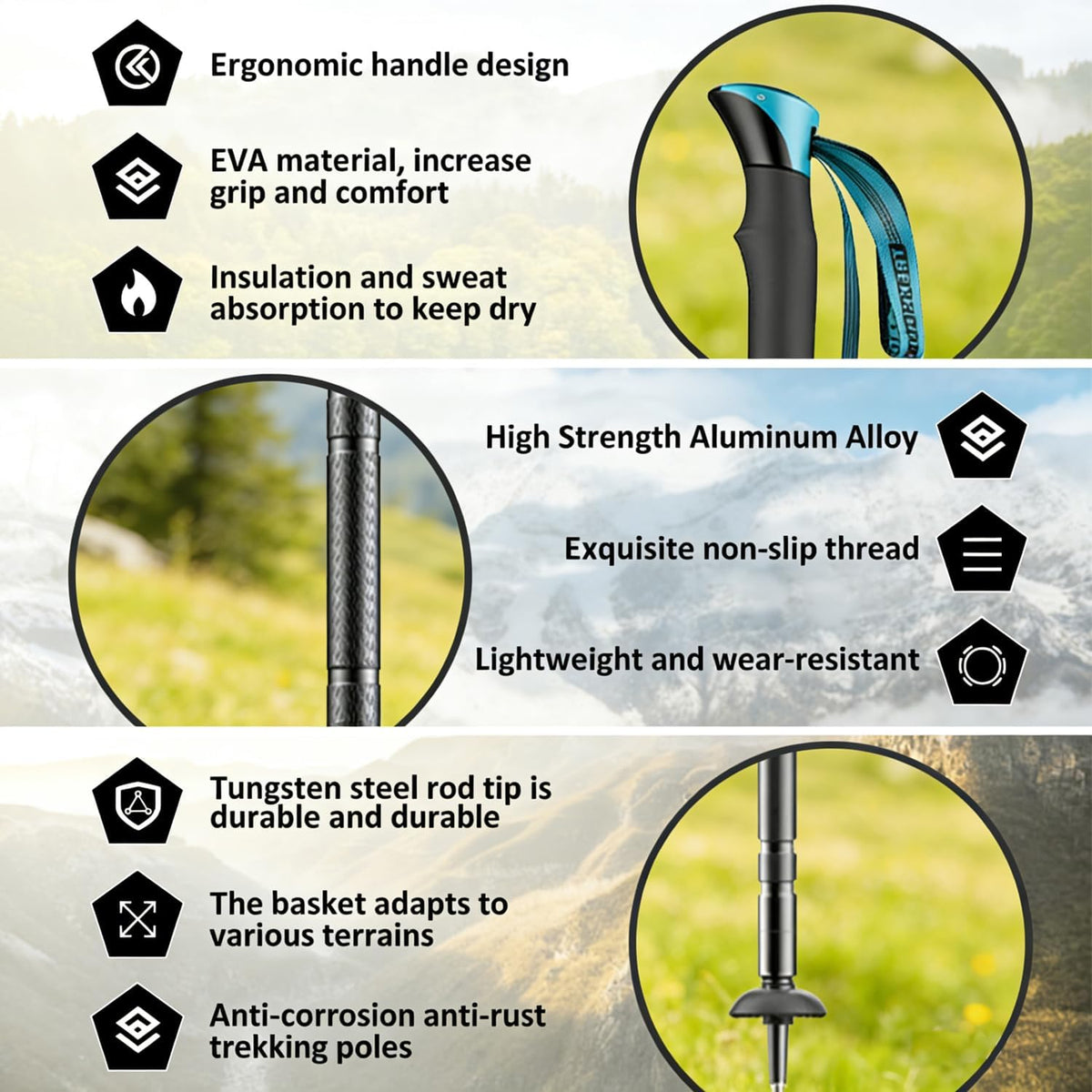 Modular Trekking Pole for Hiking & Knee Support