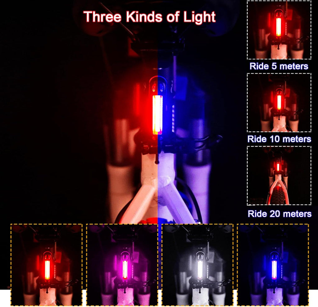 Bike Tail Light Ultra Bright Bicycle Rear Light 2 Pack USB Rechargeable LED Safety Lamp Cycling Night Riding Essential Warning Waterproof 5 Modes Road Reflector Flasher
