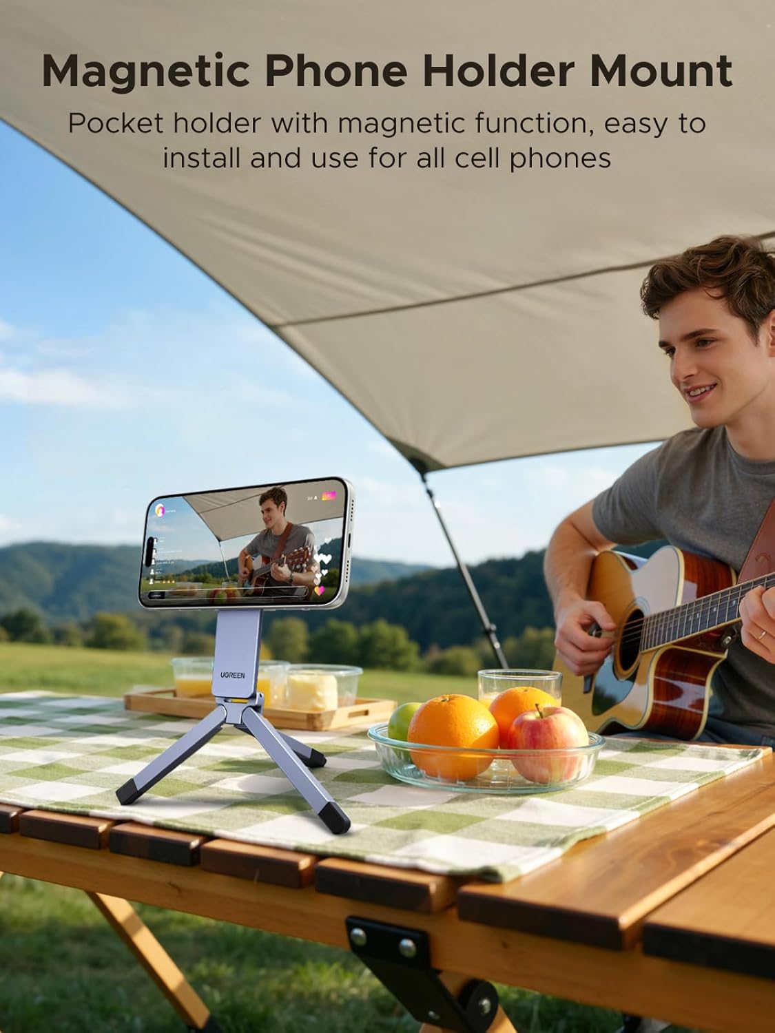 UGREEN Magsafe Tripod Stand, Ultra-Compact Travel Tripod for iPhone 17