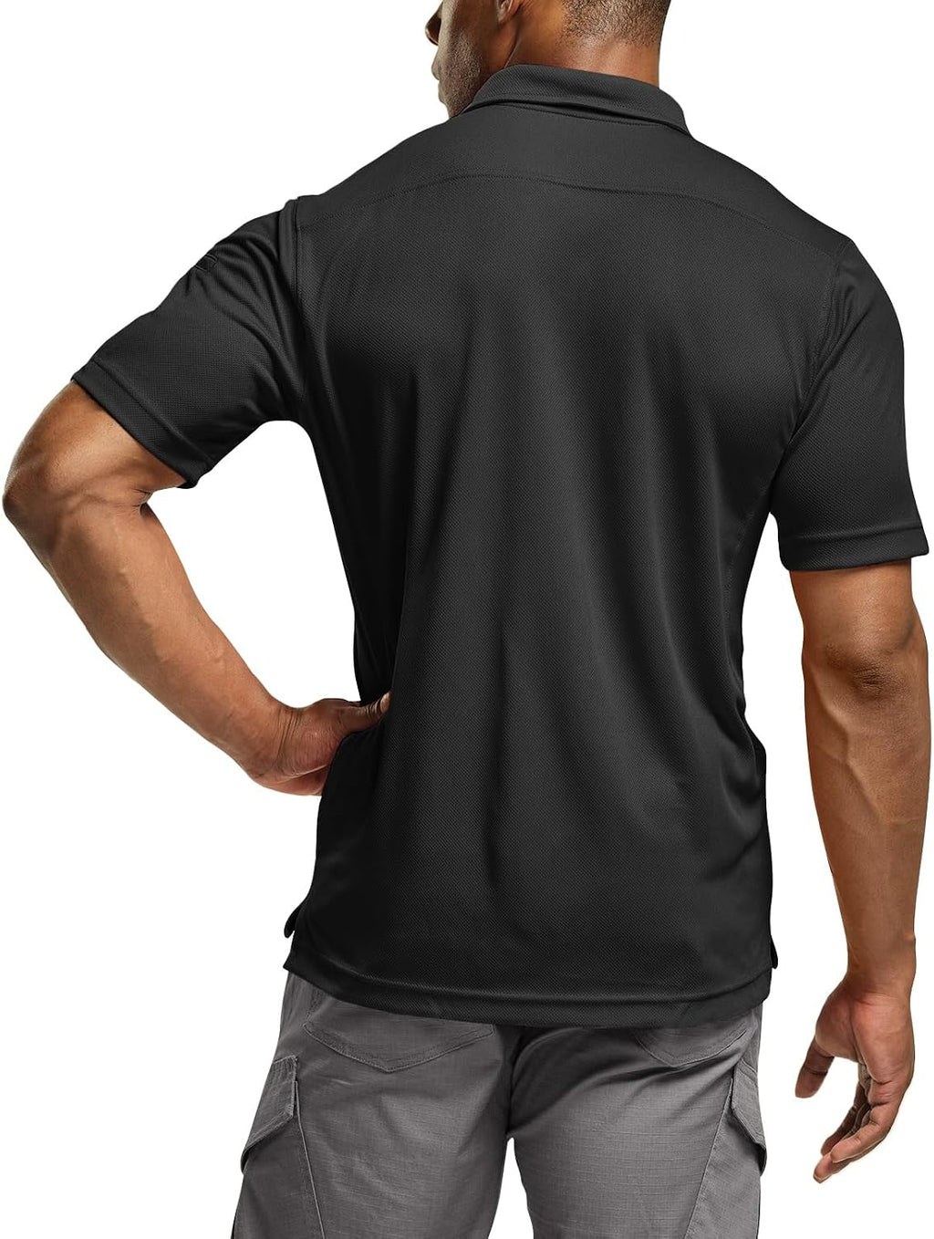 CQR Men's Quick Dry Tactical Polo Shirt, Lightweight Breathable Performance Polo, Short Sleeve UPF 50+ Outdoor Golf Shirt