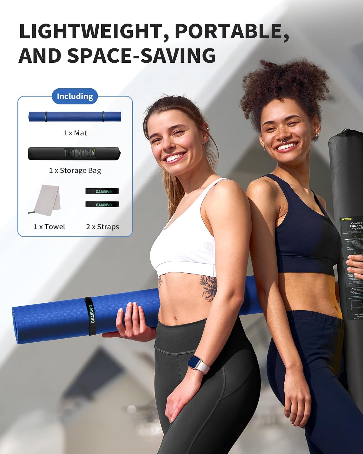 CAMBIVO 72''x48'' Large Yoga Mat, Extra Thick TPE Workout Mat
