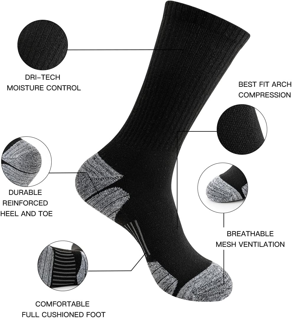JOYNÉE 8 Pairs Mens Athletic Crew Socks Cushion Running Work Breathable Outdoor Socks for Men