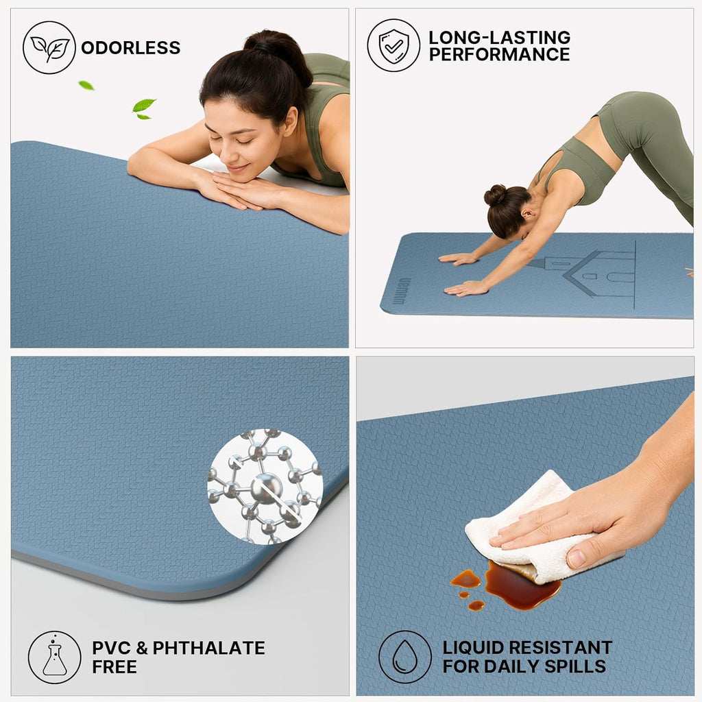Yoga Mat TPE 72"x31.5"x0.31" Thick Non Slip Exercise Mat