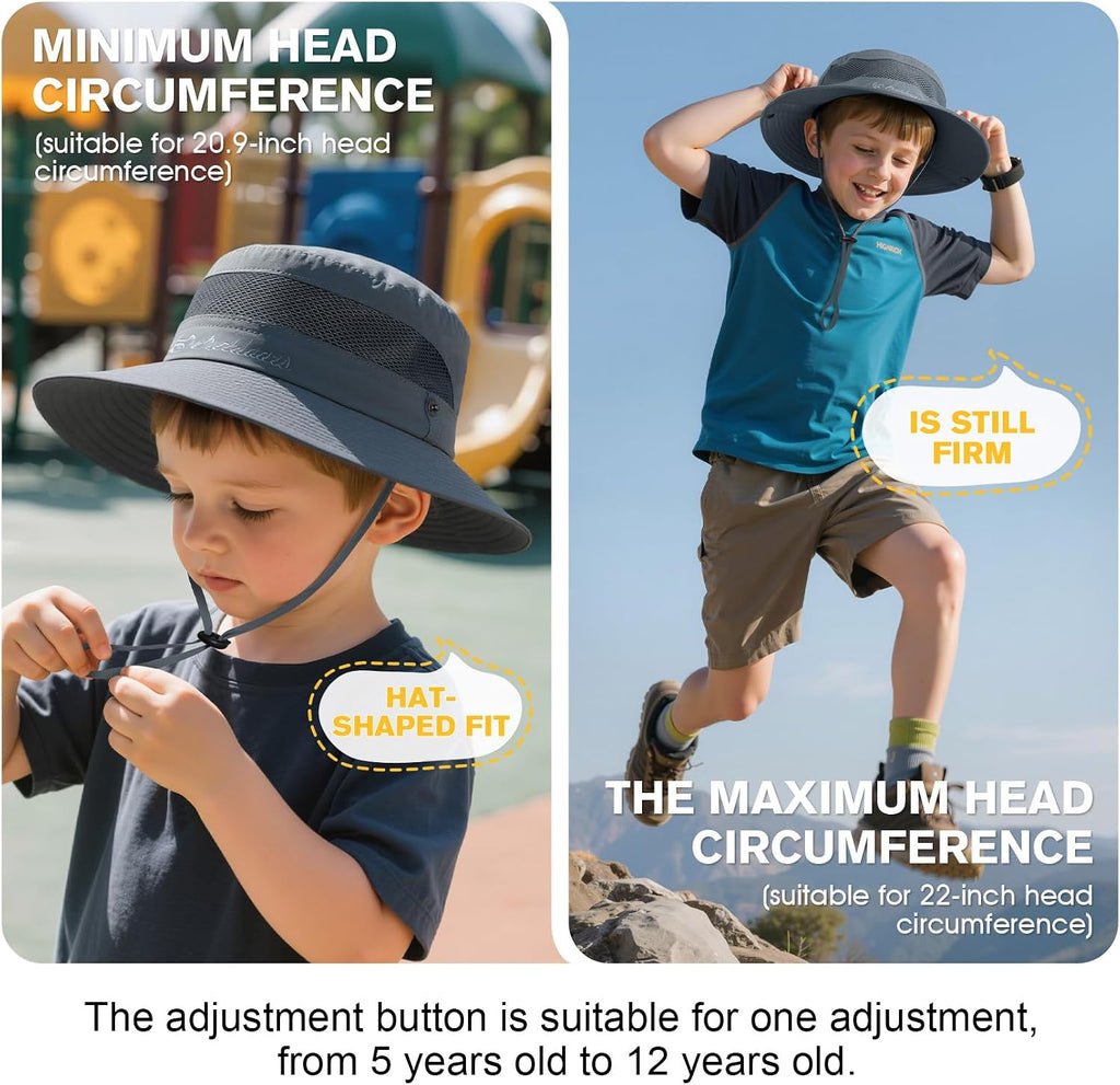 Century Star Outdoor Kids Sun Hat UPF 50+ Quick Dry Adjustable Bucket Hat Windproof Waterproof Beach Fishing Safari Hat