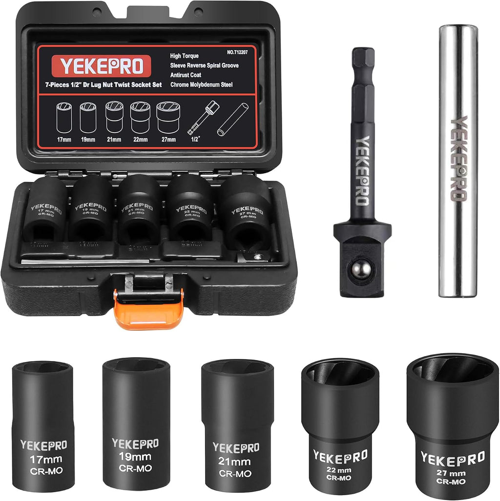 6PCS Lug Nut Removal Tool, 1/2 Inch Bolt Extractor Set