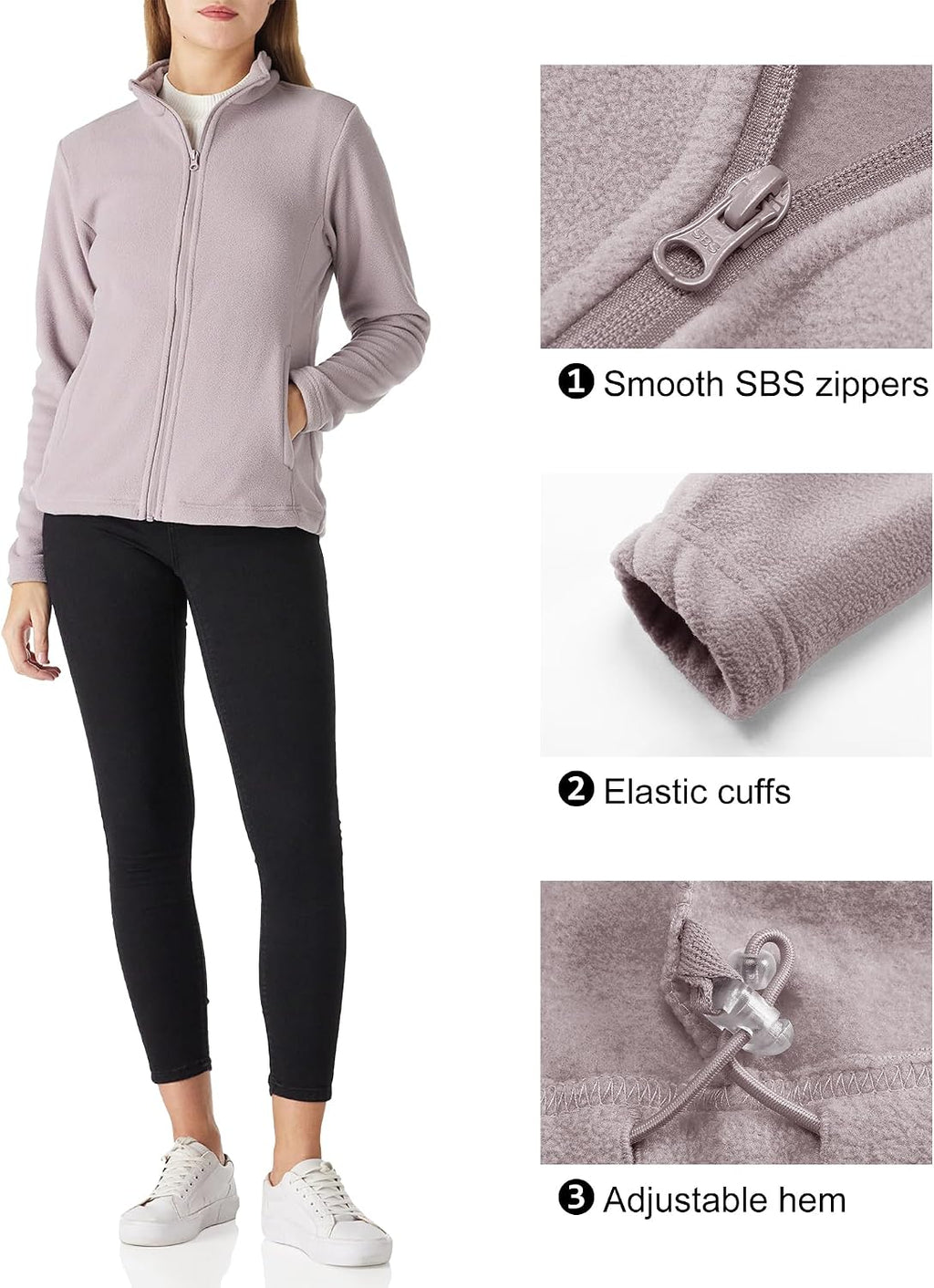 Outdoor Ventures Women's Lightweight Warm Polar Fleece Jacket Zip Up