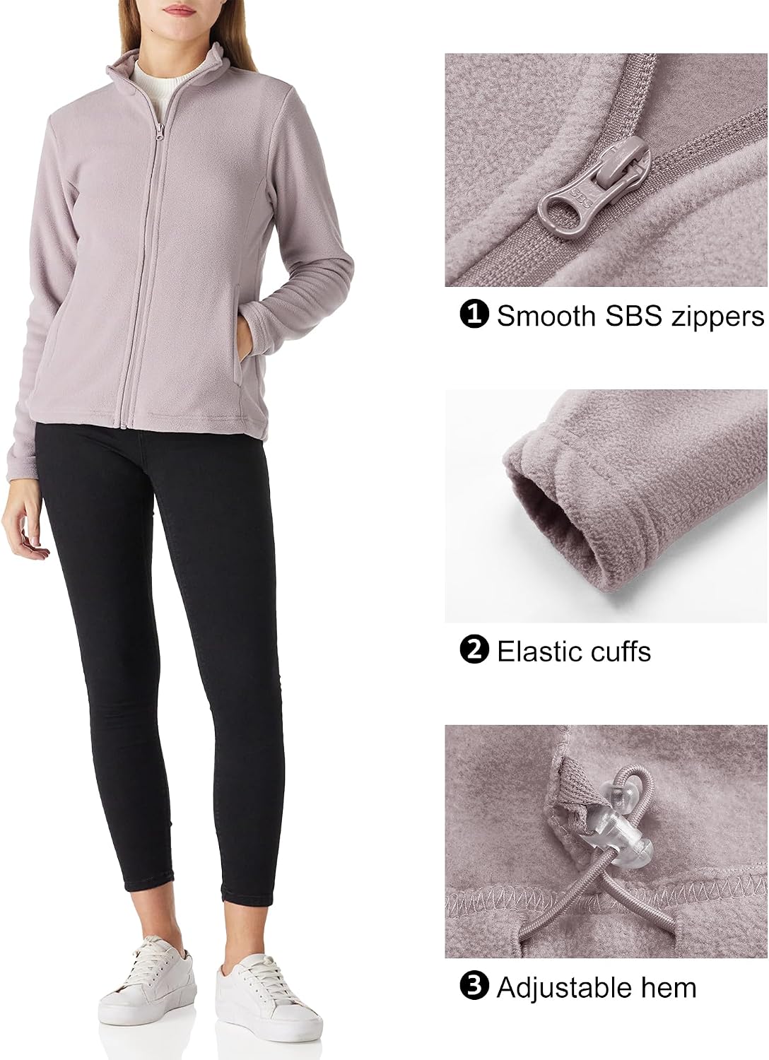 Outdoor Ventures Women's Lightweight Warm Polar Fleece Jacket Zip Up