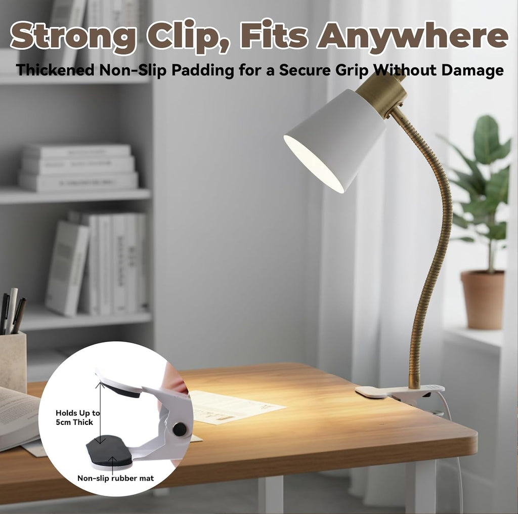 LALISU Desk lamp Eye-Caring Table Lamps 360°Rotation Gooseneck Clip on Lamp