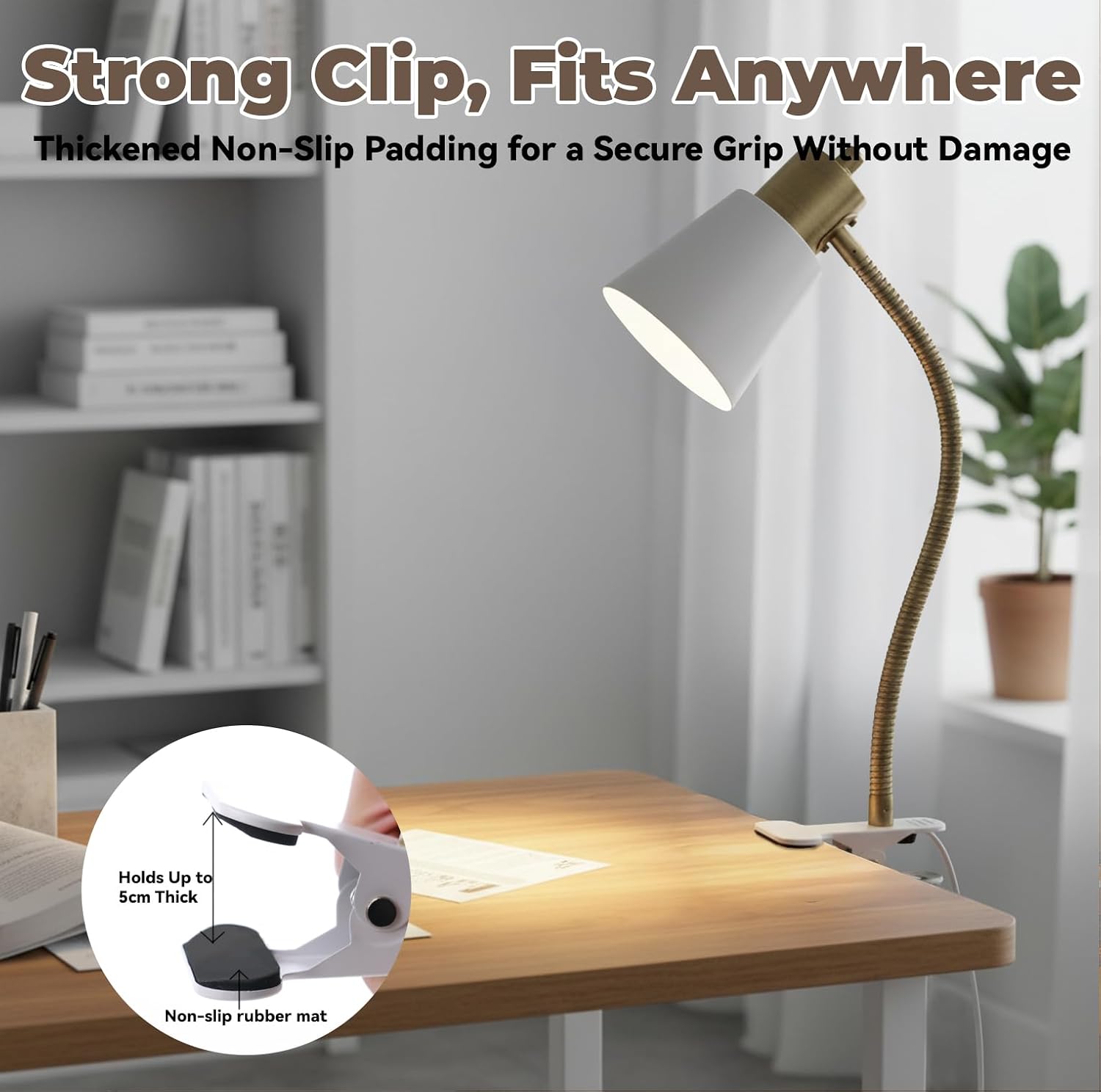 LALISU Desk lamp Eye-Caring Table Lamps 360°Rotation Gooseneck Clip on Lamp