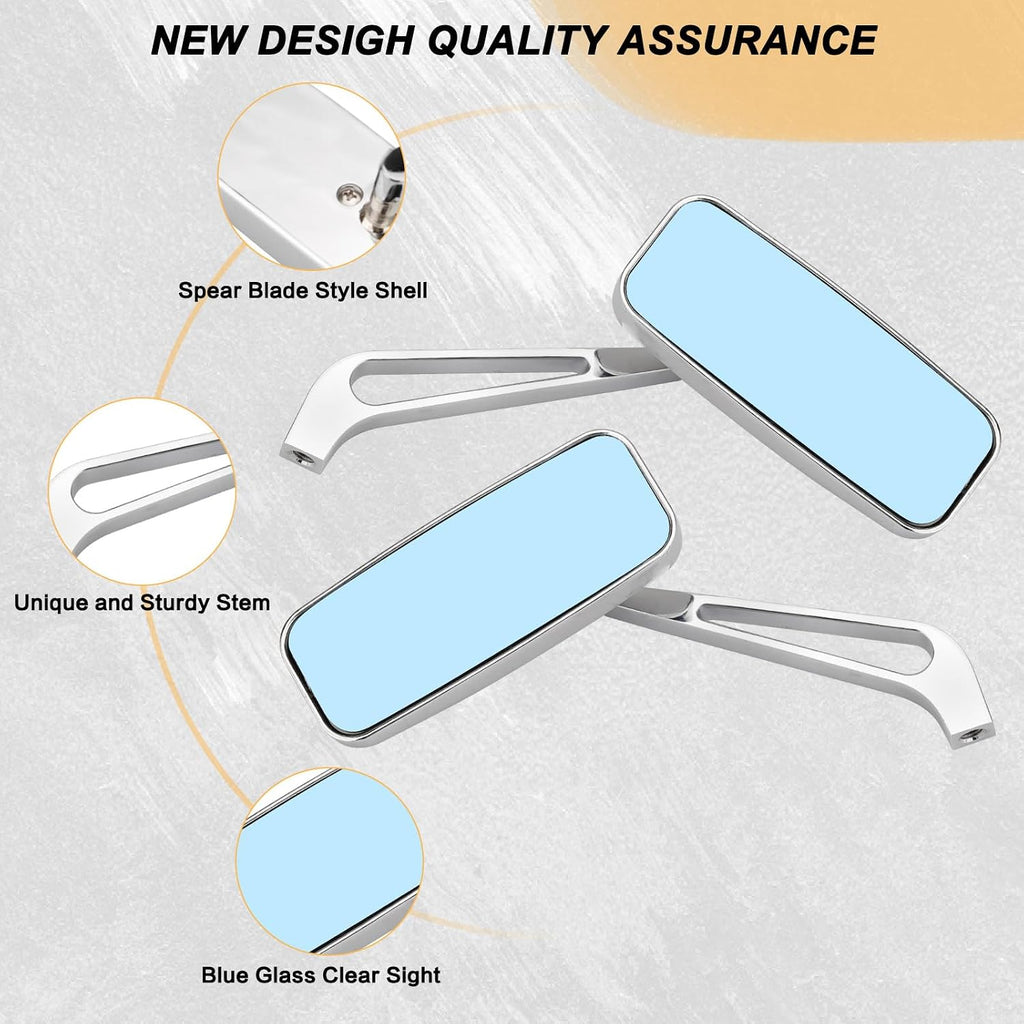 Motorcycle Rectangle Rearview Mirrors 8mm 10mm for Harley Touring