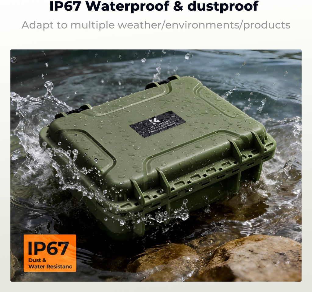 K&F CONCEPT Waterproof Hard Case, IP67 Protective Case with Pre-Scored Foam