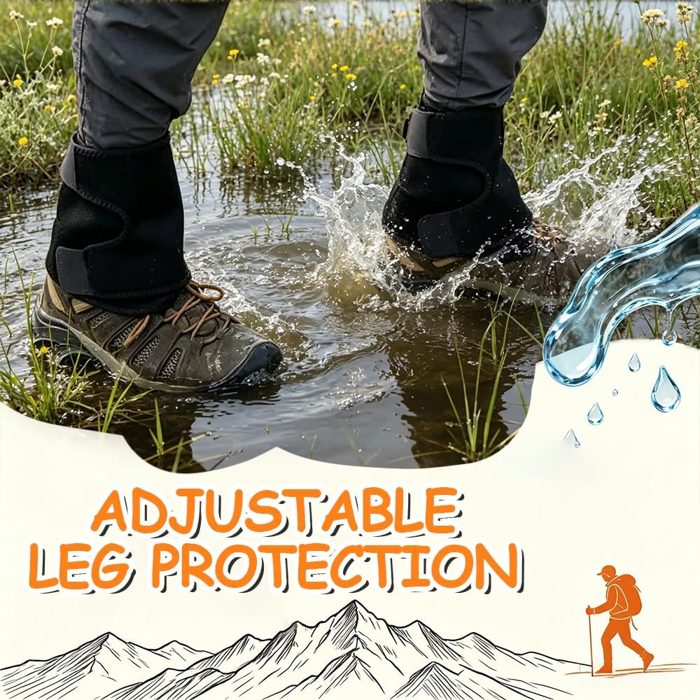Adjustable Leg Gaiters, Waterproof Snow Boot Warmer Shoes Covers, Lightweight Comfortable Leg Protection for Outdoor Yard Work Hiking Mountain Climbing Hunting Skiing