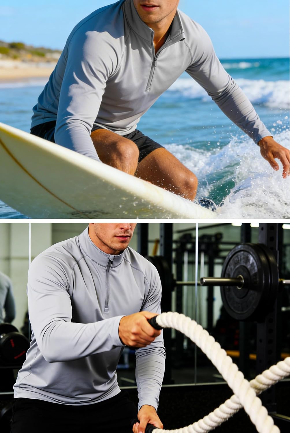 MAGCOMSEN Men's Long Sleeve Sun Shirts UPF 50+ Tees 1/4 Zip Fishing Running Rash Guard Athletic T-Shirts