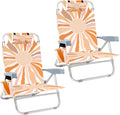 Boho Sun Beach Chairs for Adult, Folding Backpack Beach Chairs with Cooler-2 Pack