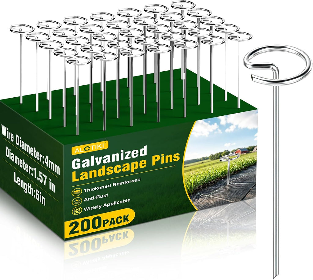 ALOTIKI Landscape Staples, 200Pcs 6 Inch Galvanized Landscape Fabric Stakes