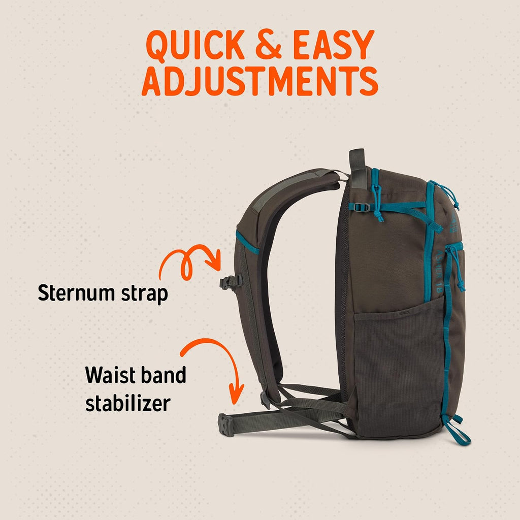 Kelty Asher Backpack, Daypack to Multi-Day Backpacking Capacity, Hiking, Lightweight Travel Pack, Internal Frame (18L Beluga)