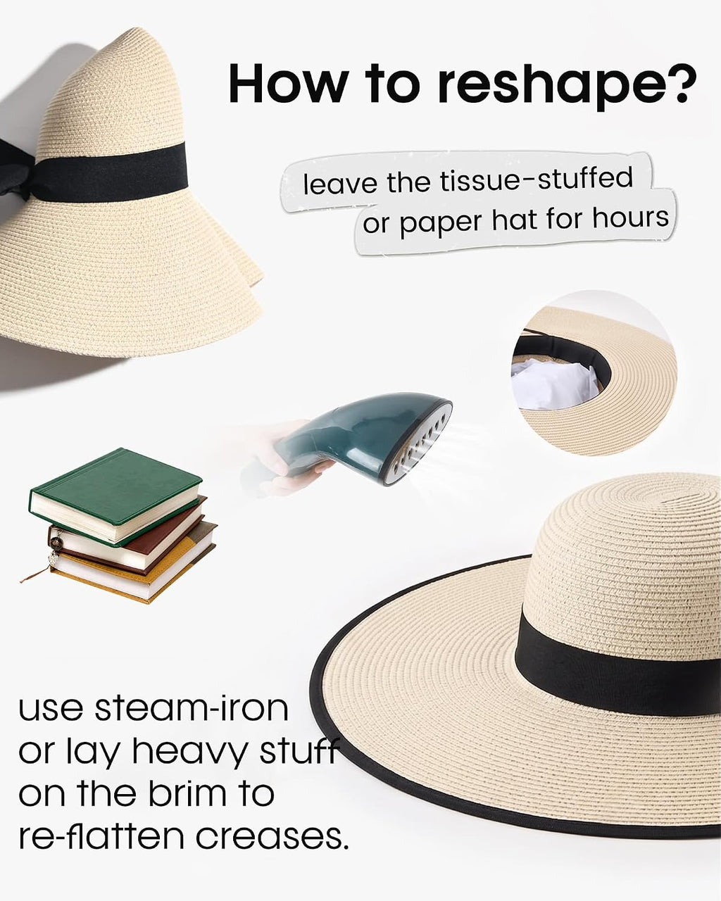 FURTALK Womens Sun Straw Hat Wide Brim Floppy Summer Beach Hats for Women