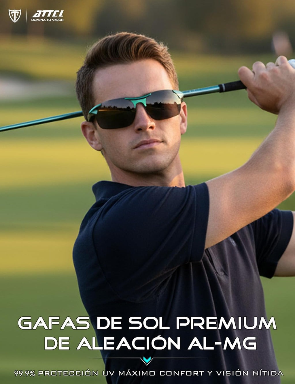 ATTCL 0.9 oz Polarized Sunglasses Men Al-Mg Metal Golf Fishing Sports UV400