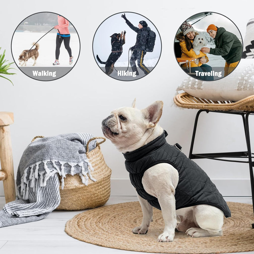 SCENEREAL Winter Dog Vest Coat with Harness Built in