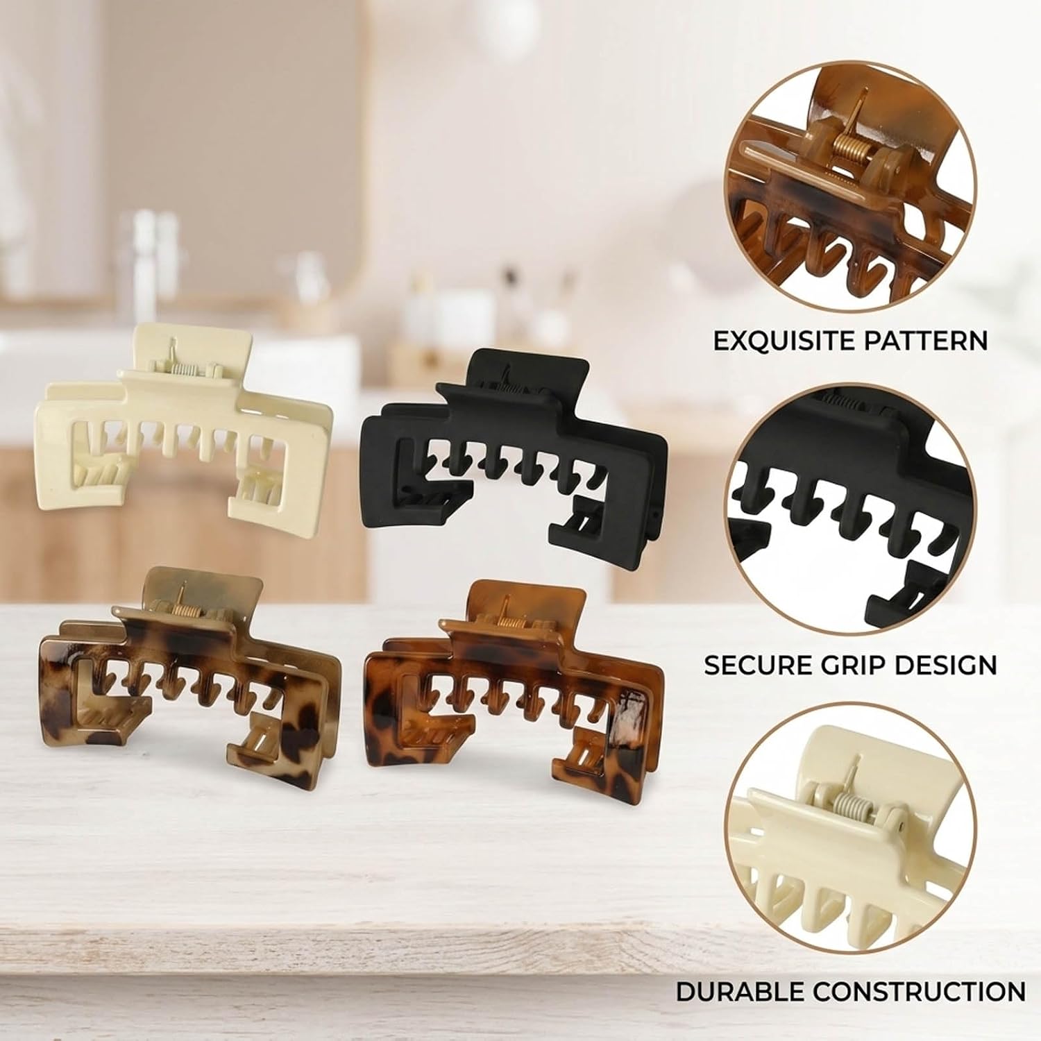 Hat Claw Clips for Women, 4-Piece Set with Four Color Options, Secure Baseball Cap Hair Accessories, Durable PVC Material for Active Lifestyles, Ideal for Sports and Outdoor Activities