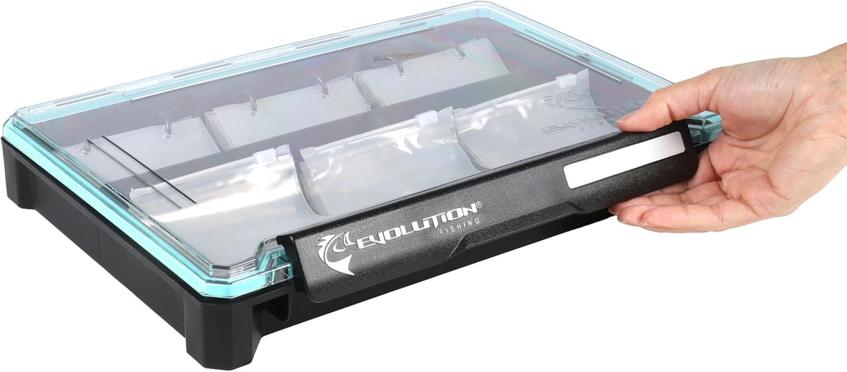 Evolution Fishing BallistiX Blade Runner Tackle Tray - Waterproof, Spinnerbait & Buzzbait Storage, 24 Rust-Resistant Baggies, 6 Sections, Fits 3700 Tackle Box, QuikLatch