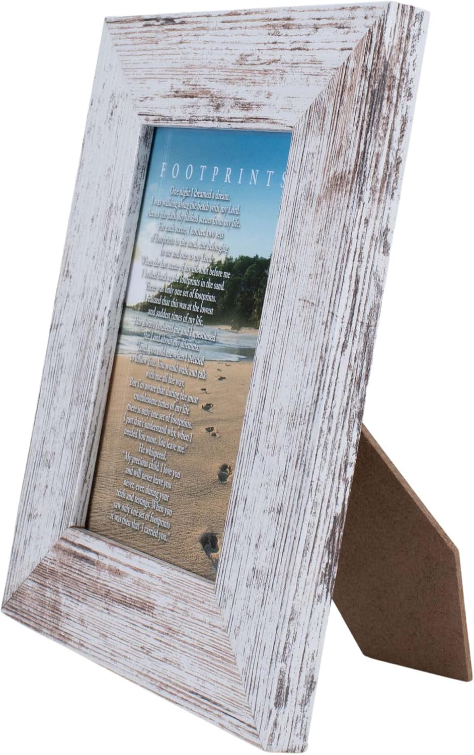 Dicksons Footprints Distressed White 9 x 7 Inch Wood Wall or Tabletop Picture Photo Frame