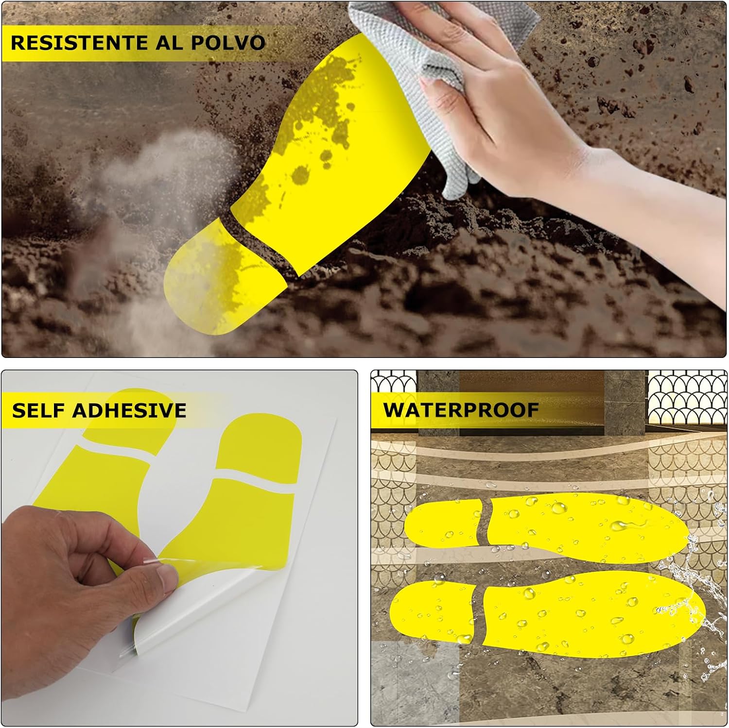 20 Pairs Yellow Footprint Stickers 3×7 in Classroom Floor Line Up