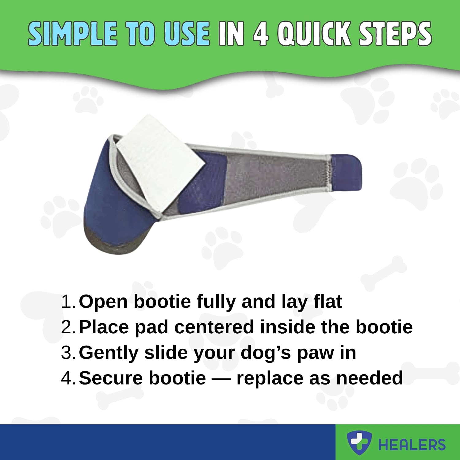 Healers PetCare Medium Medical Dog Boot (Single) + Gauze Pack – Protective Dog Bootie for Injured Paws, Wound Care & Recovery - Non-Stick Paw Pads for Wound Care & Protection